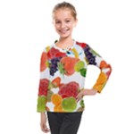 Fruits, Drip, Fruit, Paint, Spring Kids  Long Mesh T-Shirt