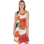 Fruits, Drip, Fruit, Paint, Spring Knee Length Skater Dress With Pockets