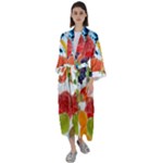 Fruits, Drip, Fruit, Paint, Spring Maxi Satin Kimono