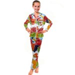 Fruits, Drip, Fruit, Paint, Spring Kids  Satin Long Sleeve Pajamas Set