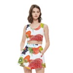 Fruits, Drip, Fruit, Paint, Spring Women s Crop Top Pleated Skater Rave Skirt