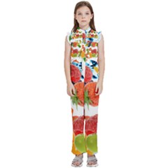 Kids  Sleeveless Ruffle Edge Band Collar Chiffon One Piece 