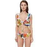 Fruits, Drip, Fruit, Paint, Spring Low Cut Ruffle Edge Bikini Set