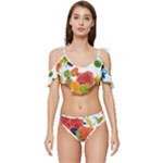 Fruits, Drip, Fruit, Paint, Spring Ruffle Edge Tie Up Bikini Set	