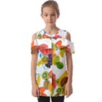 Fruits, Drip, Fruit, Paint, Spring Fold Over Open Sleeve Top