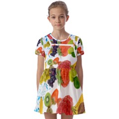 Kids  Short Sleeve Pinafore Style Dress 