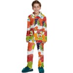 Fruits, Drip, Fruit, Paint, Spring Kids  Long Sleeve Velvet Pajamas Set