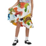 Fruits, Drip, Fruit, Paint, Spring Kids  Ruffle Flared Wrap Midi Skirt