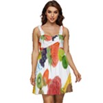 Fruits, Drip, Fruit, Paint, Spring Ruffle Strap Babydoll Chiffon Dress