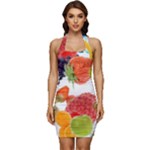 Fruits, Drip, Fruit, Paint, Spring Sleeveless Wide Square Neckline Ruched Bodycon Dress