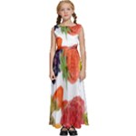 Fruits, Drip, Fruit, Paint, Spring Kids  Satin Sleeveless Maxi Dress