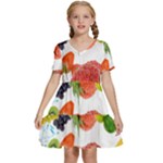 Fruits, Drip, Fruit, Paint, Spring Kids  Short Sleeve Tiered Mini Dress