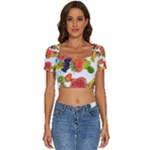 Fruits, Drip, Fruit, Paint, Spring Short Sleeve Square Neckline Crop Top 