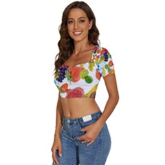 Short Sleeve Square Neckline Crop Top  