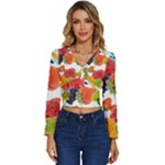 Fruits, Drip, Fruit, Paint, Spring Long Sleeve V-Neck Top