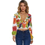 Fruits, Drip, Fruit, Paint, Spring Long Sleeve Deep-V Velour Top