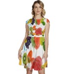 Fruits, Drip, Fruit, Paint, Spring Cap Sleeve High Waist Dress