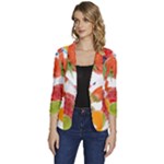 Fruits, Drip, Fruit, Paint, Spring Women s One-Button 3/4 Sleeve Short Jacket