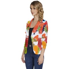 Women s One-Button 3/4 Sleeve Short Jacket 