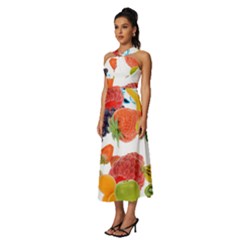 Sleeveless Cross Front Cocktail Midi Chiffon Dress 