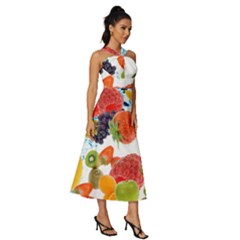 Sleeveless Cross Front Cocktail Midi Chiffon Dress 