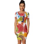 Fruits, Drip, Fruit, Paint, Spring Fitted Knot Split End Bodycon Dress