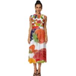 Fruits, Drip, Fruit, Paint, Spring Sleeveless Round Neck Midi Dress