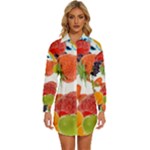 Fruits, Drip, Fruit, Paint, Spring Womens Long Sleeve Shirt Dress