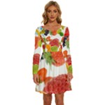 Fruits, Drip, Fruit, Paint, Spring Long Sleeve Wide Neck Velvet Dress