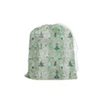 Green Christmas Trees, Cute, Doodle Drawstring Pouch (Medium)