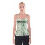 Green Christmas Trees, Cute, Doodle Spaghetti Strap Top