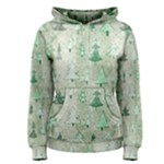 Green Christmas Trees, Cute, Doodle Women s Pullover Hoodie