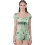 Green Christmas Trees, Cute, Doodle Boyleg Leotard 