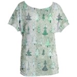 Green Christmas Trees, Cute, Doodle Women s Oversized T-Shirt