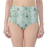 Green Christmas Trees, Cute, Doodle Classic High-Waist Bikini Bottoms