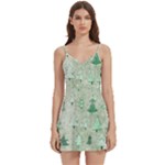 Green Christmas Trees, Cute, Doodle Body Wrap Sleeveless V-Neck Mini Dress