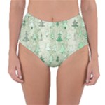 Green Christmas Trees, Cute, Doodle Reversible High-Waist Bikini Bottoms