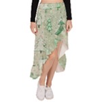 Green Christmas Trees, Cute, Doodle Asymmetrical Ruffle Hem Skirt 