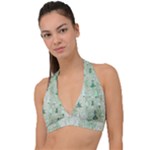 Green Christmas Trees, Cute, Doodle Halter Plunge Bikini Top