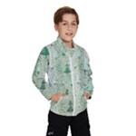 Green Christmas Trees, Cute, Doodle Kids  Windbreaker