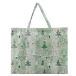 Green Christmas Trees, Cute, Doodle Zipper Large Tote Bag