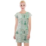 Green Christmas Trees, Cute, Doodle Cap Sleeve Bodycon Dress