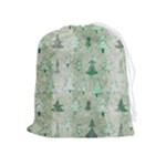 Green Christmas Trees, Cute, Doodle Drawstring Pouch (XL)