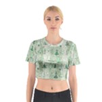 Green Christmas Trees, Cute, Doodle Cotton Crop Top