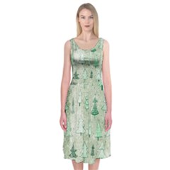 Green Christmas Trees, Cute, Doodle Midi Sleeveless Dress from ArtsNow.com