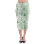 Green Christmas Trees, Cute, Doodle Midi Pencil Skirt