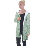 Green Christmas Trees, Cute, Doodle Longline Hooded Cardigan