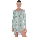 Green Christmas Trees, Cute, Doodle Asymmetric Cut-Out Shift Dress