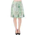 Green Christmas Trees, Cute, Doodle Velvet High Waist Skirt