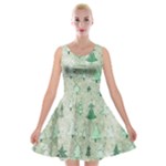 Green Christmas Trees, Cute, Doodle Velvet Skater Dress